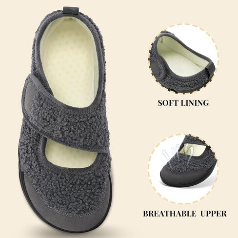 Rihero Womens Slippers Wide Width Diabetic Shoes Edema House Barefoot Walking Shoes Adjustable Indoor Outdoor Slippers in Kuwait