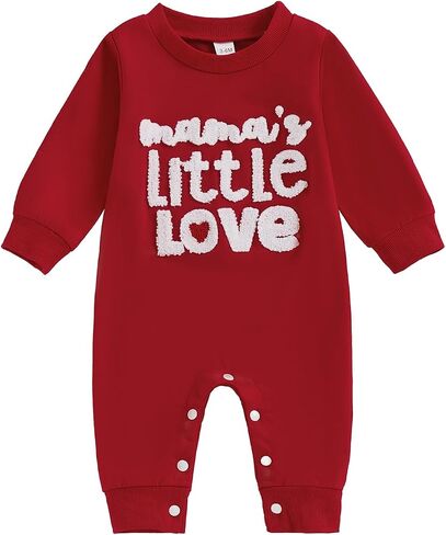 Newborn Baby Boy Girl Valentines Day Outfit Love Embroidery Romper Jumpsuit Long Sleeve Bodysuit One Piece Clothes in Saudi Arabia