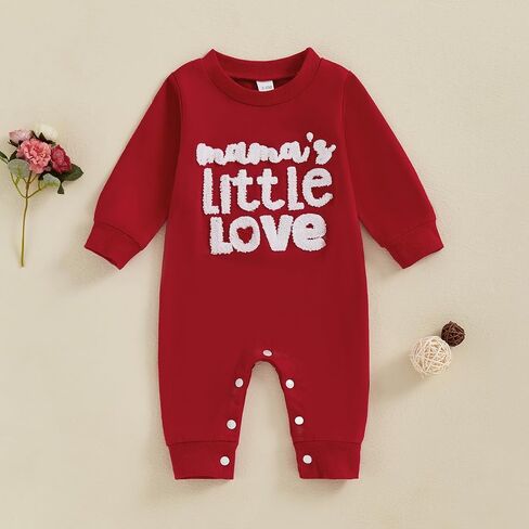 Newborn Baby Boy Girl Valentines Day Outfit Love Embroidery Romper Jumpsuit Long Sleeve Bodysuit One Piece Clothes in Saudi Arabia