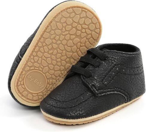 Baby Girls Boys Shoes High Top PU Leather Non-Slip Rubber Sole Sneaker Newborn Infant First Walking Toddler Crib Shoes in Saudi Arabia