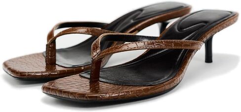Women's Miami Kitten Heels Sandals Square Open Toe Thong Sandal Flip Flop Heels +Memory Foam Heeled Sandals for Women in Saudi Arabia