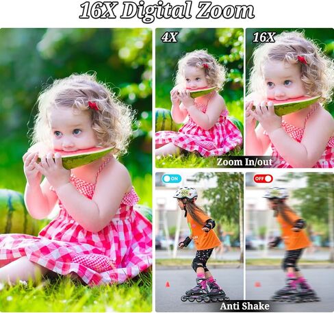 Digital Camera, FHD 1080P Kids Camera, 48MP Point and Shoot Digital Cameras, 16X Zoom, Anti Shake, Compact Small Camera for Kids Gifts for Teens Girls Boys in Saudi Arabia