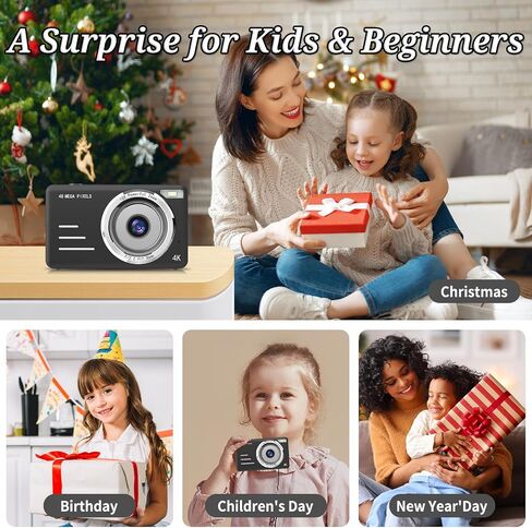 Digital Camera, FHD 1080P Kids Camera, 48MP Point and Shoot Digital Cameras, 16X Zoom, Anti Shake, Compact Small Camera for Kids Gifts for Teens Girls Boys in Saudi Arabia