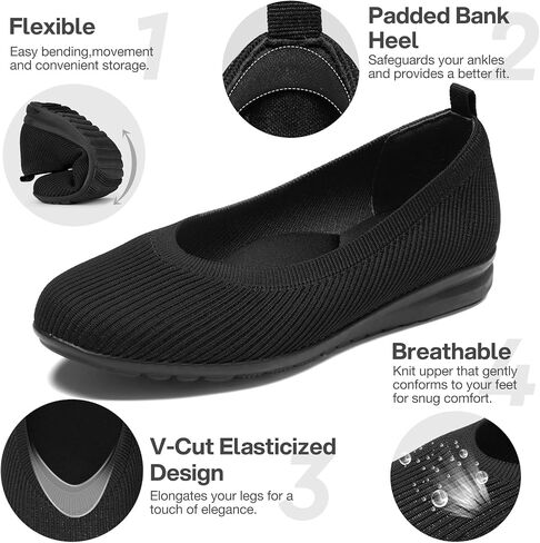 ZURIN Womens Knit Ballet Flats with Arch Support Comfortable Ballet Dressy Flats,Round Toe Slip On Flats Dress Shoes for Dressy Work Casual in Saudi Arabia