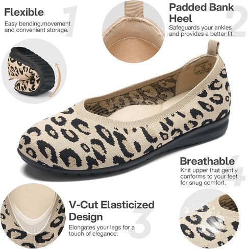 ZURIN Womens Knit Ballet Flats with Arch Support Comfortable Ballet Dressy Flats,Round Toe Slip On Flats Dress Shoes for Dressy Work Casual in Saudi Arabia