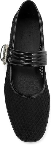 Dsevht Mary Janes Flats for Women Fashion Square Toe Flat Low Heel Easy Buckle Strap Flats Shoes in Kuwait
