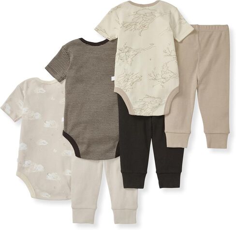 Burt's Bees Baby Unisex Baby 6-Piece Bodysuit and Pant Set, 100% Organic Cotton Infant Outfit Baby Essentials in Saudi Arabia