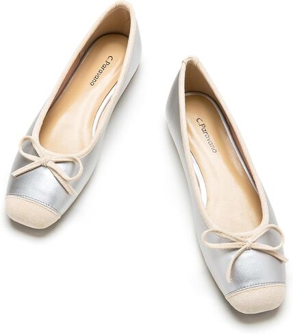 C.Paravano Ballet Flats | Square Toe Shoes | Bow Slip Ons | Ballet Shoes for Women | Dressy Flats for Women in Saudi Arabia