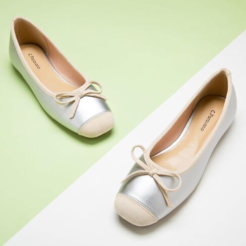C.Paravano Ballet Flats | Square Toe Shoes | Bow Slip Ons | Ballet Shoes for Women | Dressy Flats for Women in Saudi Arabia