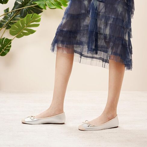 C.Paravano Ballet Flats | Square Toe Shoes | Bow Slip Ons | Ballet Shoes for Women | Dressy Flats for Women in Saudi Arabia