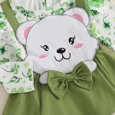 Infant Baby Girl Romper Dress Valentines St patricks Easter Outfit Cute Ruffle Long Sleeve Bodysuit Jumpsuits in Kuwait