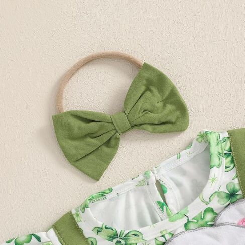 Infant Baby Girl Romper Dress Valentines St patricks Easter Outfit Cute Ruffle Long Sleeve Bodysuit Jumpsuits in Kuwait