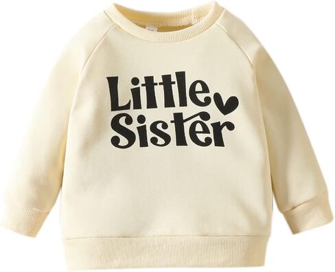 FIOMVA Baby Girl Sister Matching Crewneck Sweatshirt Big/Little Sister Long Sleeve Shirt Pullover Top Fall Winter Clothes in Kuwait