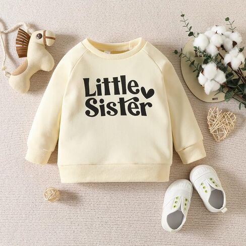 FIOMVA Baby Girl Sister Matching Crewneck Sweatshirt Big/Little Sister Long Sleeve Shirt Pullover Top Fall Winter Clothes in Kuwait