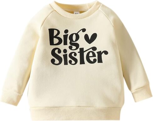 FIOMVA Baby Girl Sister Matching Crewneck Sweatshirt Big/Little Sister Long Sleeve Shirt Pullover Top Fall Winter Clothes in Kuwait