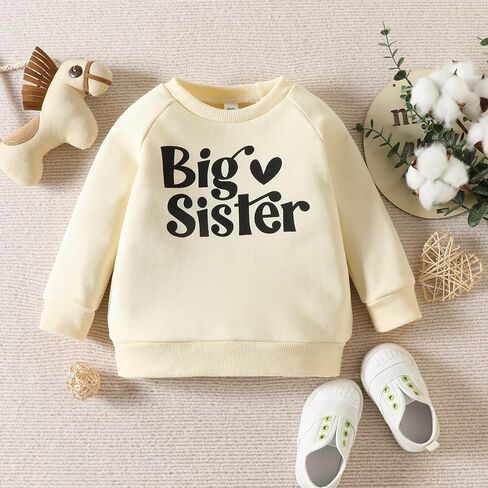 FIOMVA Baby Girl Sister Matching Crewneck Sweatshirt Big/Little Sister Long Sleeve Shirt Pullover Top Fall Winter Clothes in Kuwait