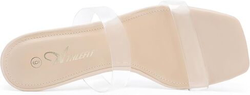 Athlefit Women's Two Strap Open Toe Heels Sandals Chunky Block Comfortable Slip On Low Heel Dress Shoes in Kuwait