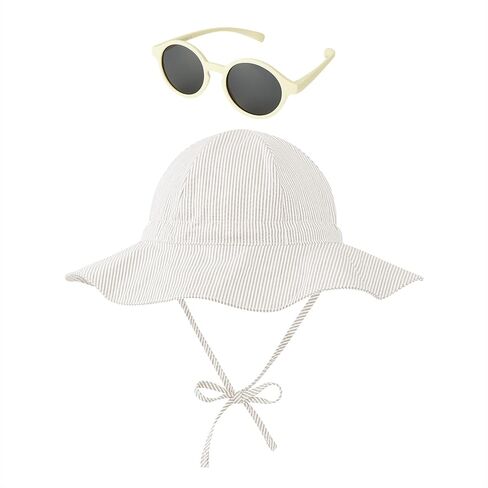 Zando Baby Sun Hat Toddler with Sunglasses UPF 50+ Baby Beach Hat Wide Brim Baby Bucket Hat for Toddler Hats Boys Girls 0-4T in Saudi Arabia