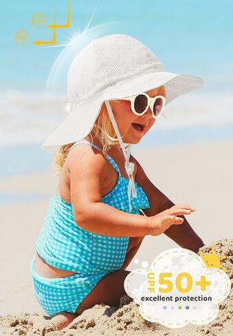 Zando Baby Sun Hat Toddler with Sunglasses UPF 50+ Baby Beach Hat Wide Brim Baby Bucket Hat for Toddler Hats Boys Girls 0-4T in Saudi Arabia