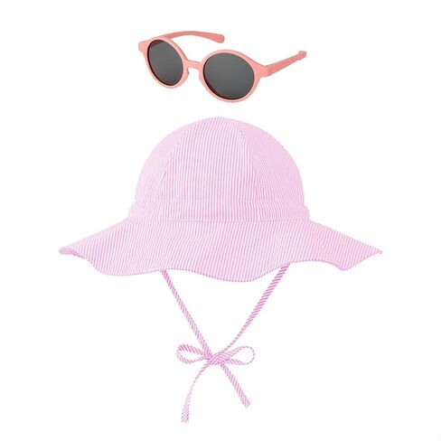 Zando Baby Sun Hat Toddler with Sunglasses UPF 50+ Baby Beach Hat Wide Brim Baby Bucket Hat for Toddler Hats Boys Girls 0-4T in Saudi Arabia