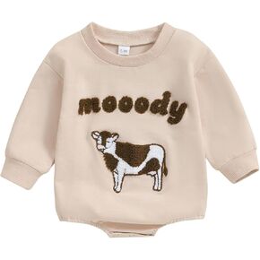 Fiomva Baby Boy Sweatshirt Romper Fall Winter Clothits Sweater Onesie Long Sleeve Bubble Romper Bodysuit