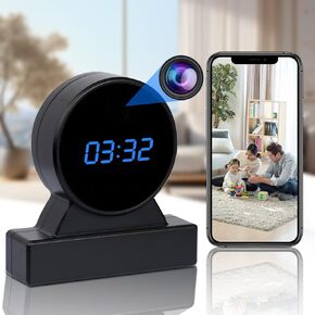 Camera Clock - HD 1080P Wireless Camera - WiFi Nanny Cam - Night Vision - Indoor Home Security Monitoring