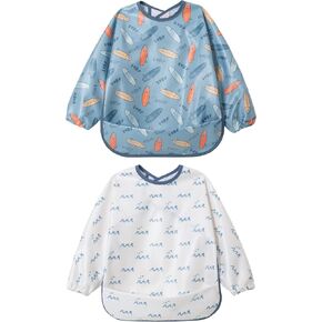 Little Dimsum Long Sleeve Feeding Bibs,Waterproof Baby Bibs with Sleeves, Infant Toddler 6-36 Months for Smock Bib for Eating