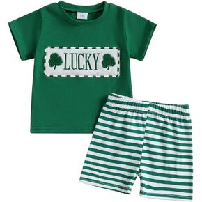 Toddler Baby Girl Boy Easter Outfit Bunny Short Sleeve Rabbit Shirt Stripes Shorts Cute Summer Clothes Set