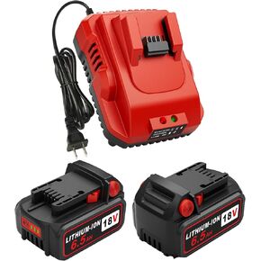 Upgraded 2Pack 6.5Ah M-18 18V Lithium Battery Replacement for Milwaukee M-18 Battery and Charger Set, Compatible with Milwaukee 18V Cordless Power Tools