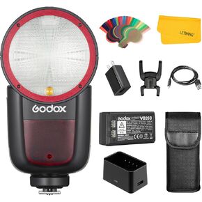 Godox V1C V1-C U Round Head Camera Flash for Canon, 2.4G TTL Godox V1 Canon Speedlite 1/8000s HSS Flash, Rechargable Li-ion Battery, 480 Full Power Shots, LED Modeling Lamp(USA Version)