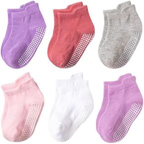 Toddler Socks 6 Pairs Non Slip Skid Ankle Socks For Boys Girls Grips Cotton Socks For 0-5 Years Infants Baby Kids