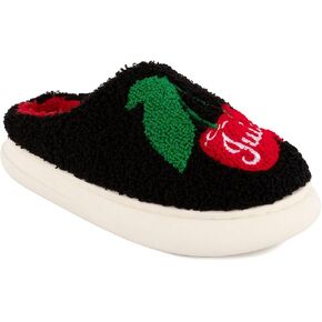 Juicy Couture Women's Faux Fur Slippers – Fuzzy Closed-Toe, Fluffy Winter House Shoes, Comfortable Slip-Ons