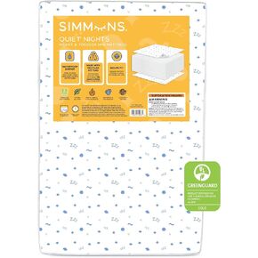 Simmons Kids Nights 4 بوصة مرتبة سرير صغيرة 4 بوصة - Greenguard Gold - مقاومة للماء - جوهر الألياف الأساسية المستدامة ، أبيض/أزرق