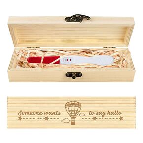 CHGCRAFT Pregnancy Test Keepsake Box Hummingbirds Wooden Pregnancy Announcement Gifts Box with Raffia Ribbon and Lock Announcement Gifts for Dad Husband, 8x2x1.2inch