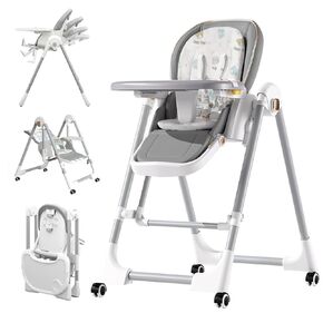 G TALECO Gear Foldable Baby High Chair, 3-in-1 High Chairs for Babies and Toddlers with Removable Seat & Tray, 4 Locking Wheels, Adjustable Height & Recline