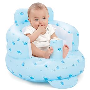 Inflatable Baby Seat for Sitting Up 3-12 Months, Inflatable Baby Chair for Infants and 3 6 9 12 36 Babies Comfortable & Safe Support for Learning to Sit, Feeding (Blue)