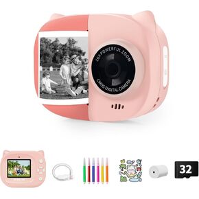 Kids Instant Print Camera, Christmas Birthday Gifts for Girls Boys, 1080P HD Dual-Lens for Ages 3 4 5 6 7 8 9 10 11 12, Portable Toddler Toys Creative Instant Camera with Music Story Player