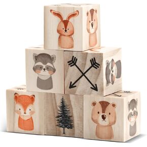 Kigley 6 Pcs Nursery Decor for Girls and Boys Nursery Decor Watercolor Shelf Decor for Bedroom Playroom Gifts(Woodland Animals)