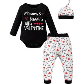 Baby Boys Girls Mommy&Daddy's Little Valentine Long Sleeve Pants Set Outfits