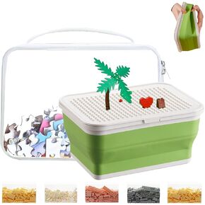 منظم التخزين لـ Lego Box Table Toys حاويات تخزين مع بناء لوحة ألعاب Building Busting Bins Brick Brick Brick for Lego مع حقيبة تخزين واحدة ، 5 أكياس صغيرة من المقصورات