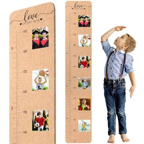 Kids Growth Chart for Wall Felt Picture Height Chart for Kids Height Measurement Ruler Milestone Markers Foldable Height Wall Chart for Toddler Boy Girl Nursery Decor Birthday Keepsake Gift