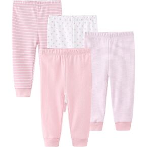 Unisex Newborn Baby Pants Cotton Infant Bottoms for Baby Boy and Girls 0-3 Months 4-Pack