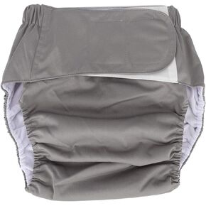 Reusable Adult Cloth Diaper, Adults Incontinence Underwear Elderly Nappies Washable with Maximum Absorbency Suitable Waist 19.7-49.9inch for Bedridden Postpartum Patients Overnight(Gray)