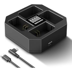 Neewer 4 Channel NP-FZ100 Charger Compatible with Sony A7 IV A9iii A1 A7R V A7Cii A6700 ZV-E1 FX3 FX30, 45W PD Fast Charging NP-FZ100 Battery Charger with Battery Display, 45W USB C PD Cable, NW-Z4