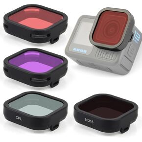 Dive Filter for GoPro Hero 13 Black Accessories, 4 Pack Go Pro ND Filters Set CPL/ND16/Red/Magenta Filter,Underwater Accessory Neutral Density Circular Polarizer Color Correction