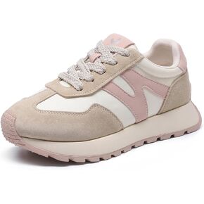 somiliss Sneakers for Women Breathable Fabric Genuine Leather Suede Upper Non Slip Walking Shoes Running Tennis Fashion Sneakers