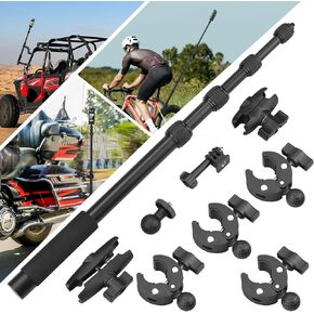 Motorcycle Mount for Insta 360 X4, Bike Handlebar Clamp Mounts 59" Invisible Selfie Stick Bundle Kit for Insta360 X4 X3 X2 X ONE RS R Go 3S Ace Pro, for GoPro Camera Accessories