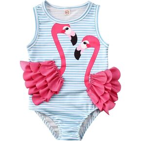 Newborn Infant Toddler Girls Swimsuit One Piece Baby Flamingo Bikini Swimming Bathing Suit Swimwear Kids Tankini