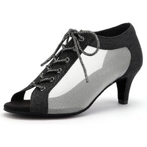 Women's Latin Dance Shoes 2.3" Glitter Ballroom Shoes Professional Dance Shoes Lace-up Dancing Heels for Salsa Tango Flamenco Latin Jazz