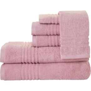 SKL Home Classic SoftTouch Cotton Premium 6-Piece Towel Set, Peony Pink